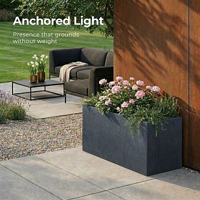 IDEALIST Lite Contemporary Light Concrete High Trough Planter Set