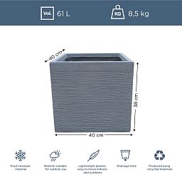 IDEALIST Lite Ribbed Light Concrete Square Planter