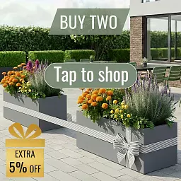 IDEALIST Lite Contemporary Light Concrete Trough Planter