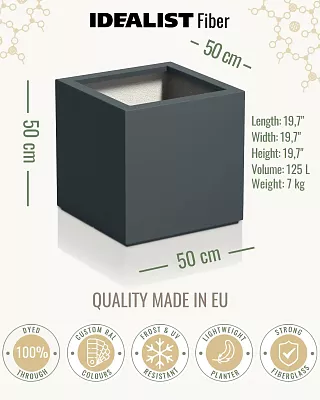PURE Cube Outdoor Fiberglass Planter