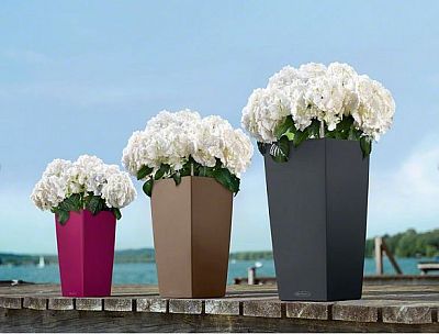 LECHUZA CUBICO Color Square Tall Poly Resin Self-watering Planter
