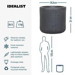 IDEALIST Lite Ribbed Round Outdoor Planter