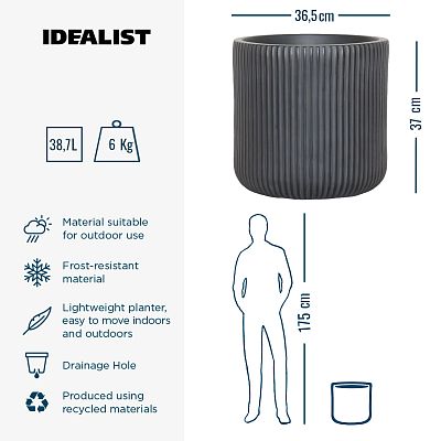 IDEALIST Lite Ribbed Round Outdoor Planter