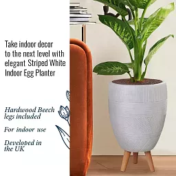 IDEALIST Lite Striped Egg Planter on Legs, Round Pot Plant Stand Indoor