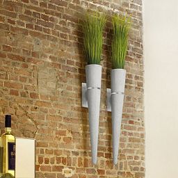 Wall Cone Round Tall Polystone Indoor Planter