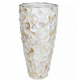Shell Conical Round Tall Polystone Indoor Planter