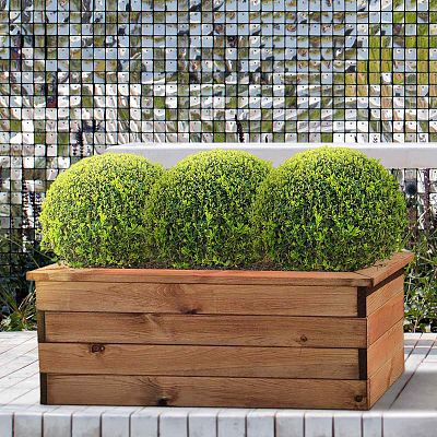 Rustic Scandinavian Redwood Trough Outdoor Planter Made in UK by HORTICO