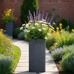 IDEALIST Lite Tall Square Contemporary Light Concrete Planter Set