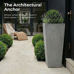 Set of IDEALIST Lite Light Concrete Garden Tall Planters, Outdoor Plant Pots with Tapered Shape