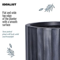 IDEALIST Lite Modern Ribbed Cylinder Planter on Legs, Round Pot Plant Stand Indoor