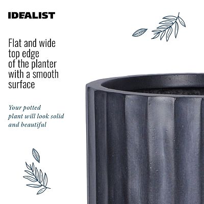 IDEALIST Lite Modern Ribbed Cylinder Round Outdoor Planter