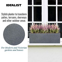 IDEALIST Lite Textured Concrete Effect Trough Outdoor Planter
