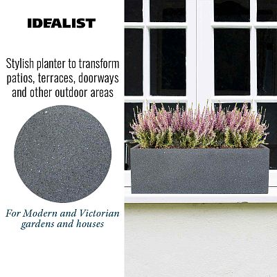 IDEALIST Lite Textured Concrete Effect Trough Outdoor Planter