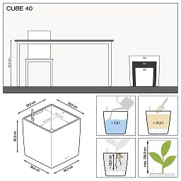 LECHUZA CUBE Square Poly Resin Self-watering Planter