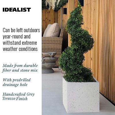 IDEALIST Lite Square Box Contemporary Marble Light Concrete Planter