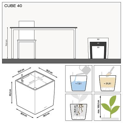 LECHUZA CUBE Square Poly Resin Self-watering Planter