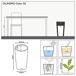 LECHUZA CILINDRO Color Round Tall Poly Resin Self-watering Planter