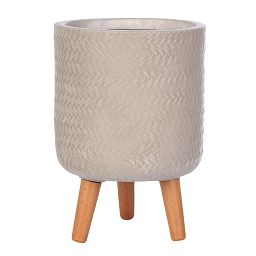 IDEALIST Lite Plaited Style Cylinder Planter on Legs, Round Pot Plant Stand Indoor