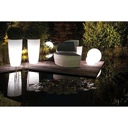Lumenio LED Round Tall Polystone Indoor Planter