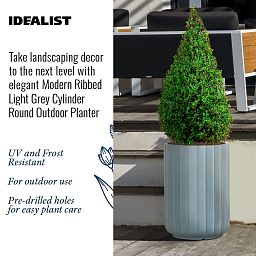 IDEALIST Lite Modern Ribbed Cylinder Round Outdoor Planter