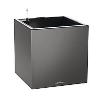 LECHUZA CANTO Premium 40 Low LED Charcoal Metallic Poly Resin Self-wat...