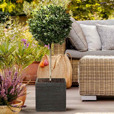 IDEALIST Lite Ribbed Light Concrete Square Planter