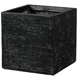 IDEALIST Lite Square Textured Stone Effect Black Outdoor Planter