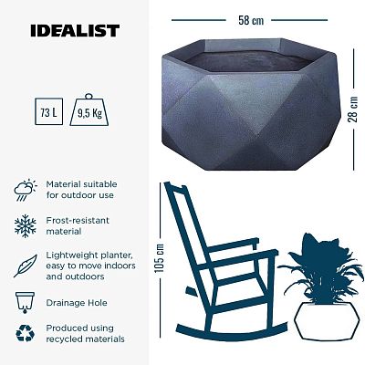 IDEALIST Lite Faceted Effect Bowl Planter Indoor Plant Pot