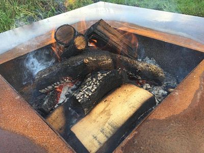 Square Corten Steel Fire Garden Table