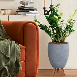 IDEALIST Lite Striped Egg Planter on Legs, Round Pot Plant Stand Indoor