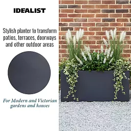 Set of 2 IDEALIST Lite Trough Garden Planters, Light Concrete Outdoor Large Plant Pots