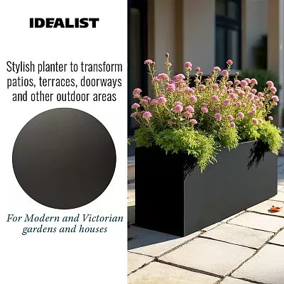 Set of 2 IDEALIST Lite Trough Garden Planters, Light Concrete Outdoor Large Plant Pots