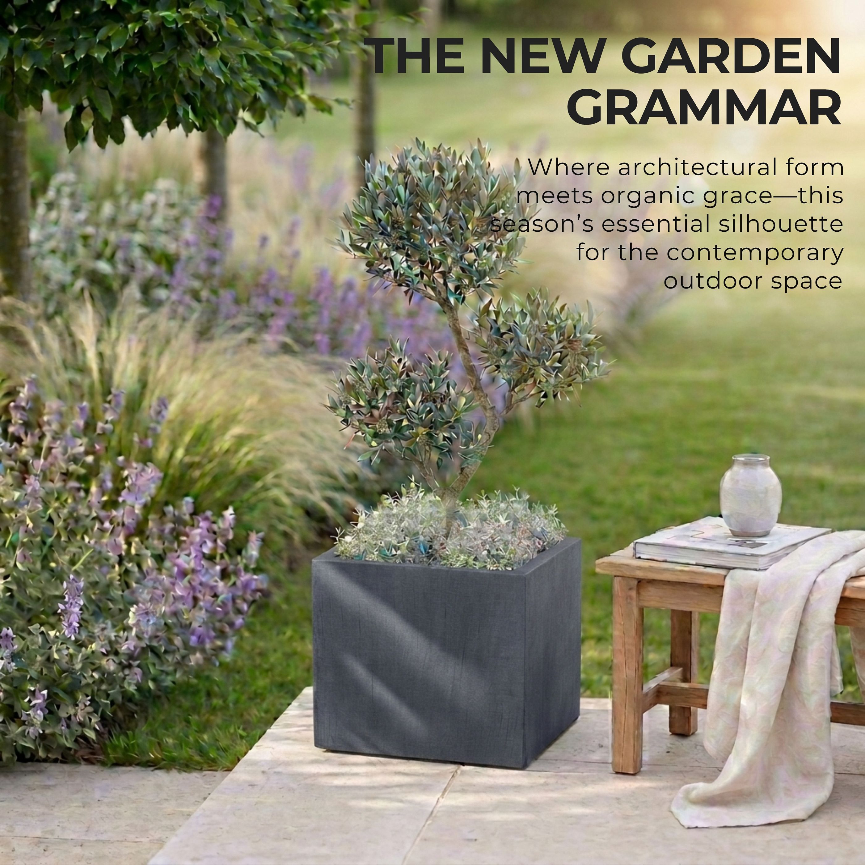 IDEALIST Lite Square Box Contemporary Light Concrete Planter
