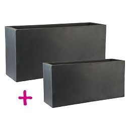 IDEALIST Lite Contemporary Light Concrete High Trough Planter Set