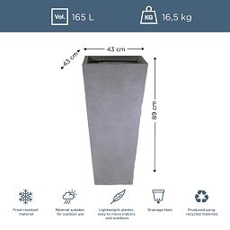 IDEALIST Lite Ribbed Light Concrete Tapered Planter