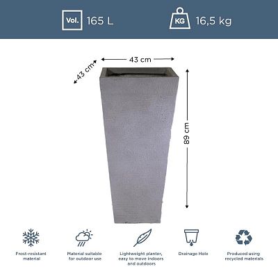 IDEALIST Lite Ribbed Light Concrete Tapered Planter