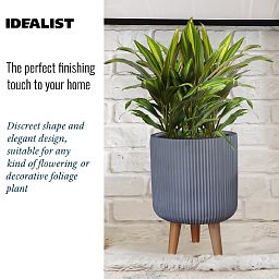 IDEALIST Lite Ribbed Cylinder Planter on Legs, Round Pot Plant Stand Indoor