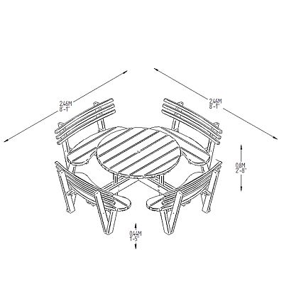 Outdoor Wooden Round Picnic Table with Seat Backs by Forest Garden