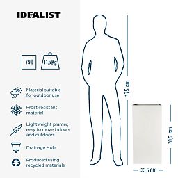 IDEALIST Lite Tall Square Contemporary Light Concrete Planter