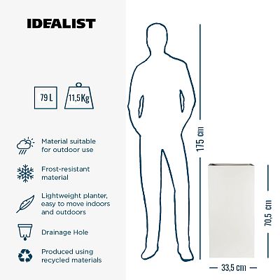 IDEALIST Lite Tall Square Contemporary Light Concrete Planter