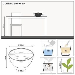LECHUZA CUBETO COLOR Round Stone Look Poly Resin Self-watering Planter