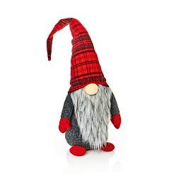 Christmas Lit Gonk Standing with Tartan Hat