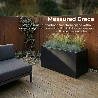 Set of 2 IDEALIST Lite Trough Garden Planters, Light Concrete Outdoor Large Plant Pots