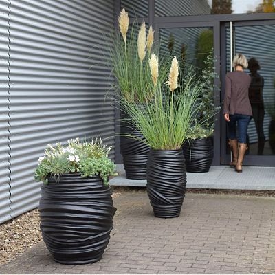 Toga conical Round Tall Polystone Outdoor Planter