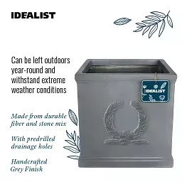 IDEALIST Kensington Light Stone Square Garden Planter