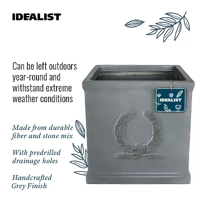 IDEALIST Kensington Light Stone Square Garden Planter