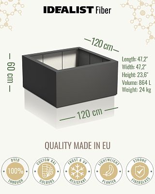 PURE Low Cube Outdoor Fiberglass Planter