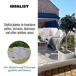IDEALIST Lite Square Box Contemporary Marble Light Concrete Planter