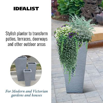 IDEALIST Lite Ribbed Light Concrete Tapered Planter