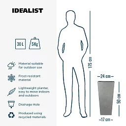 IDEALIST Lite Tall Tapered Contemporary Light Concrete Planter